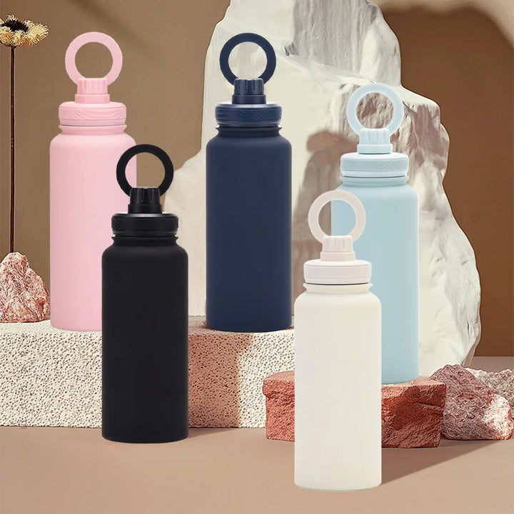 For Magsafe 1000ML Insulated Bottle Water Bottle with Rotating Phone Holder Thermal Water Cup Vacuum Cup for Outdoor Sports