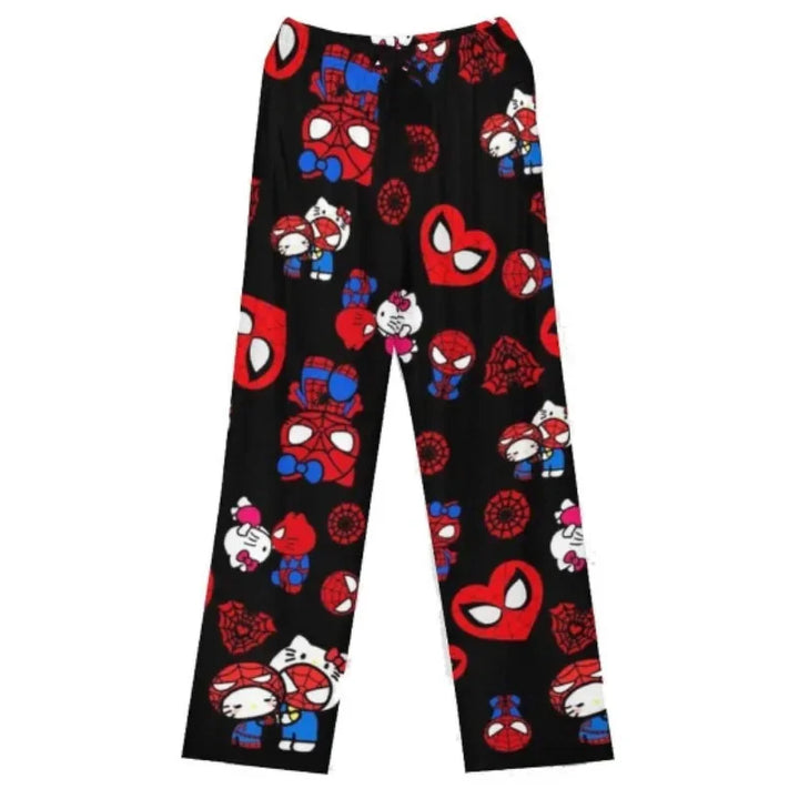 Hello Kitty Spider-Man Cotton Loose Ladies Pajama Pants Pyjama Trousers Women Men Cartoon Sleep Bottoms Lounge Wear Girl Sleep