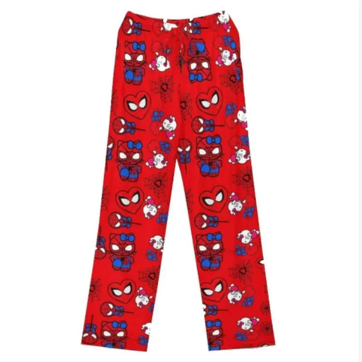 Hello Kitty Spider-Man Cotton Loose Ladies Pajama Pants Pyjama Trousers Women Men Cartoon Sleep Bottoms Lounge Wear Girl Sleep