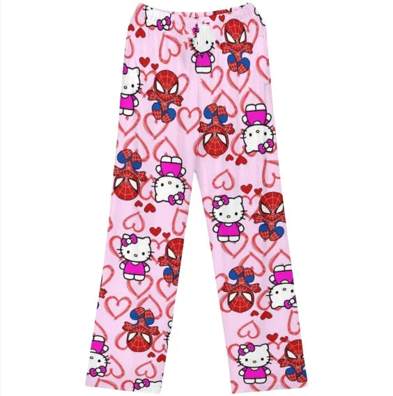 Hello Kitty Spider-Man Cotton Loose Ladies Pajama Pants Pyjama Trousers Women Men Cartoon Sleep Bottoms Lounge Wear Girl Sleep