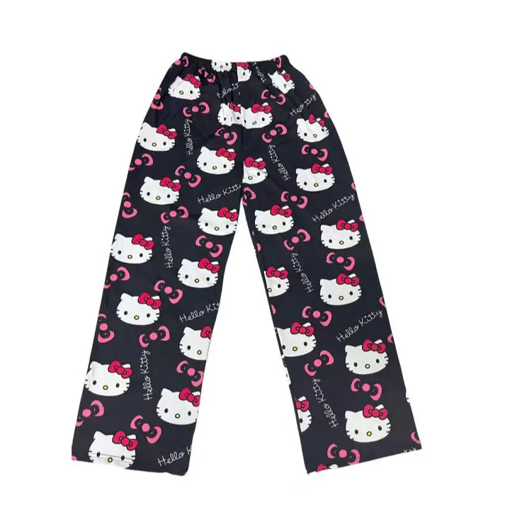 Hello Kitty Spider-Man Cotton Loose Ladies Pajama Pants Pyjama Trousers Women Men Cartoon Sleep Bottoms Lounge Wear Girl Sleep