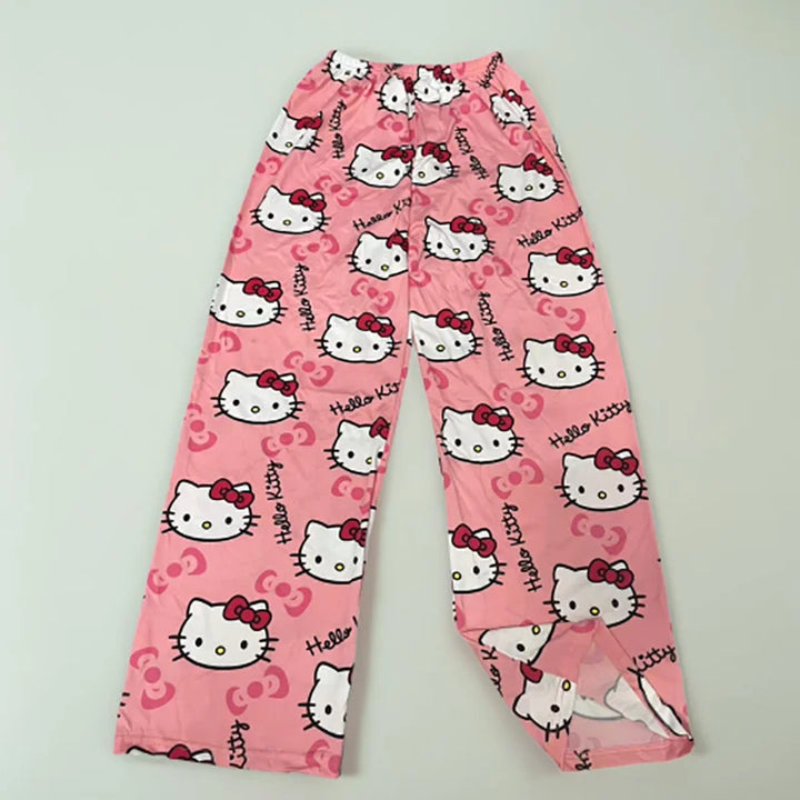 Hello Kitty Spider-Man Cotton Loose Ladies Pajama Pants Pyjama Trousers Women Men Cartoon Sleep Bottoms Lounge Wear Girl Sleep